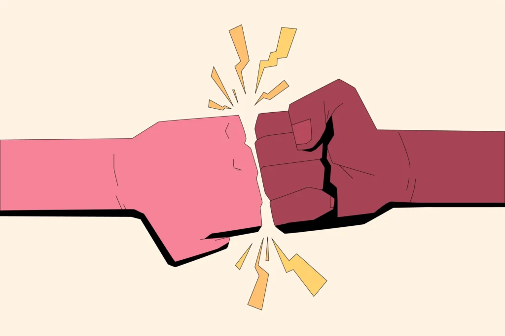 a cartoon of two fists
